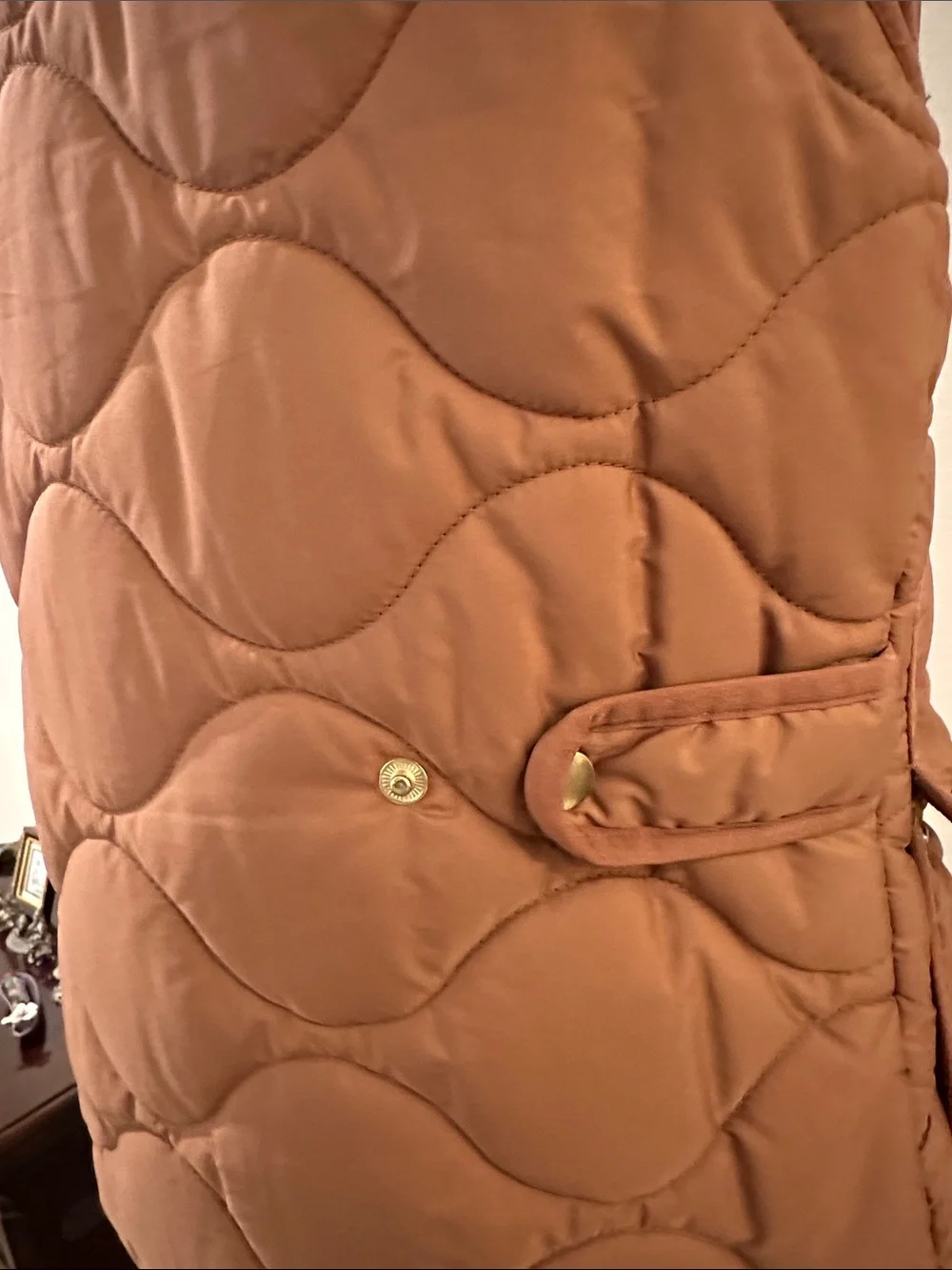 J. Crew Quilted Chestnut Brown Puffer Vest with Gold-Tone Hardware